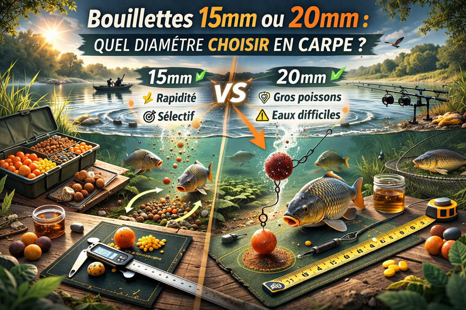 Bouillettes 15mm ou 20mm : quel diamètre choisir pour la pêche de la carpe ?