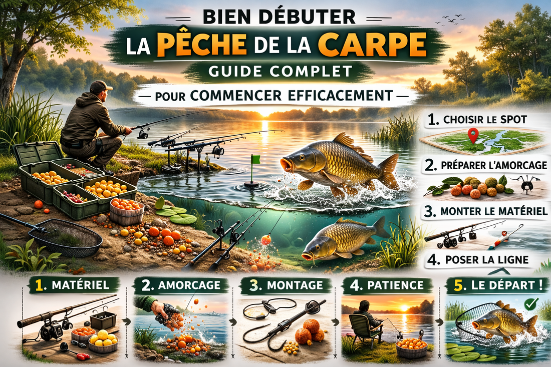 Bien débuter la pêche de la carpe : guide complet pour commencer efficacement